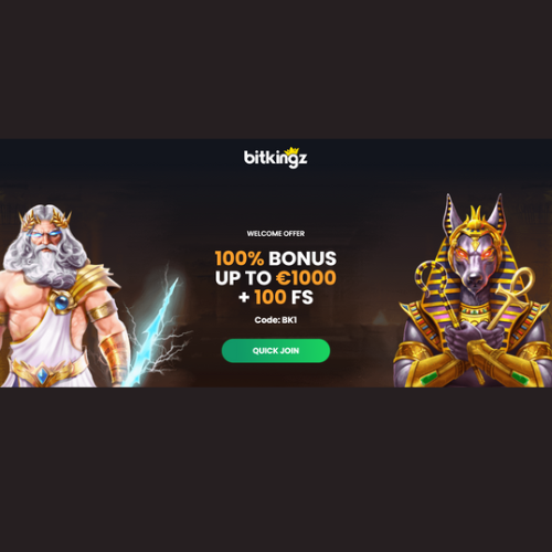 Bitkingz Casino offers a 100% deposit bonus up to €1000 + 100 FS!