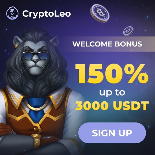 Crypto Leo Casino offers 150% match up bonus up to 3000 USDT + up to 25% Rakeback!