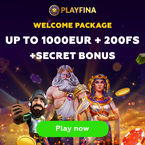 Playfina Casino offers 100% match up bonus up to €1000 + 200 FS + Secret Bonus!